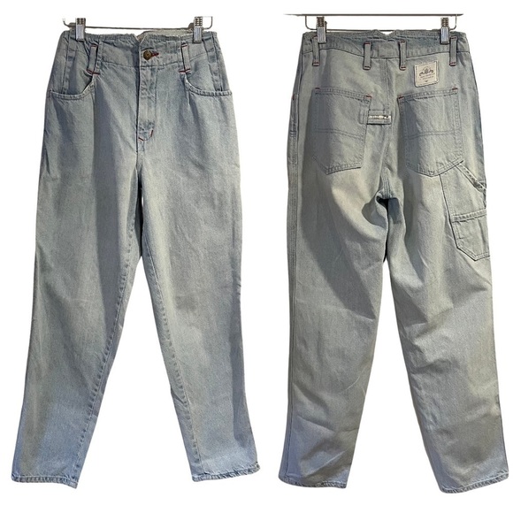 𝅺Vintage 30/30 Buffalo Light Wash Relaxed Denim High Waist Wide Leg 80s 90s - Picture 1 of 13